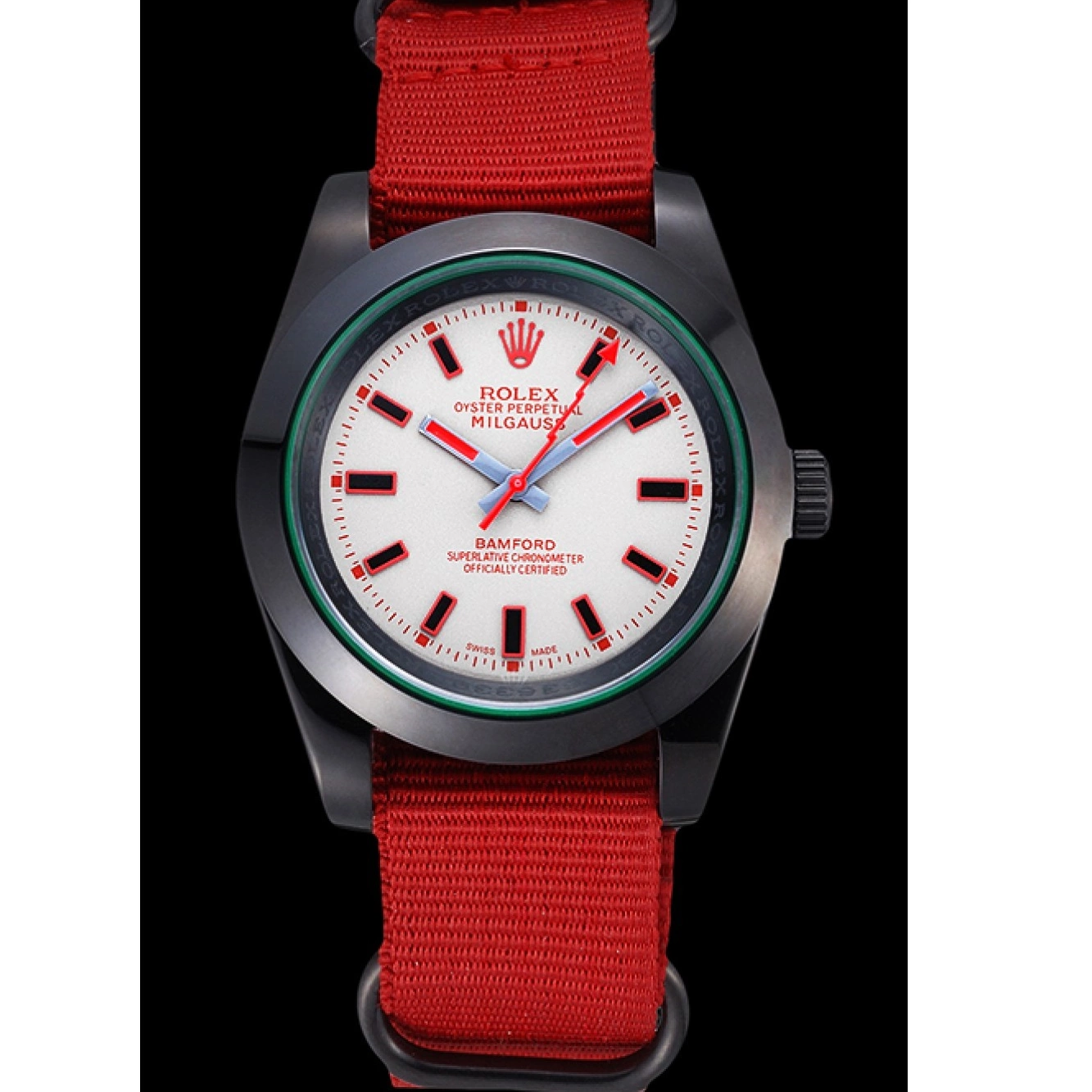 Aaa replica watch Strap Red Bamford 622002 Rolex Milgauss Nylon 0512